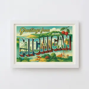 Michigan Postcard Art Print