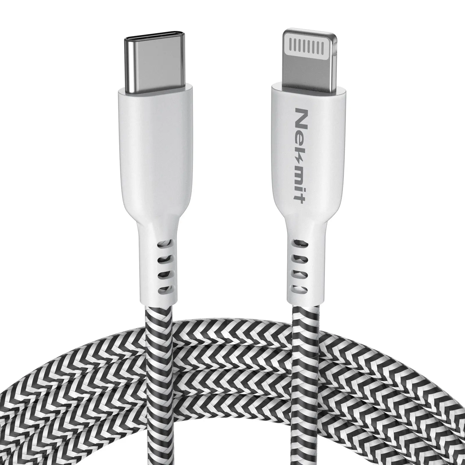 Nekmit 6.6 ft USB-C to Lightning Cable MFi-Certified Braided Nylon with PD Fast Charging Ultra-Flexible & Durable Reinforced Connectors