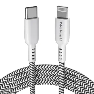Nekmit 6.6 ft USB-C to Lightning Cable MFi-Certified Braided Nylon with PD Fast Charging Ultra-Flexible & Durable Reinforced Connectors