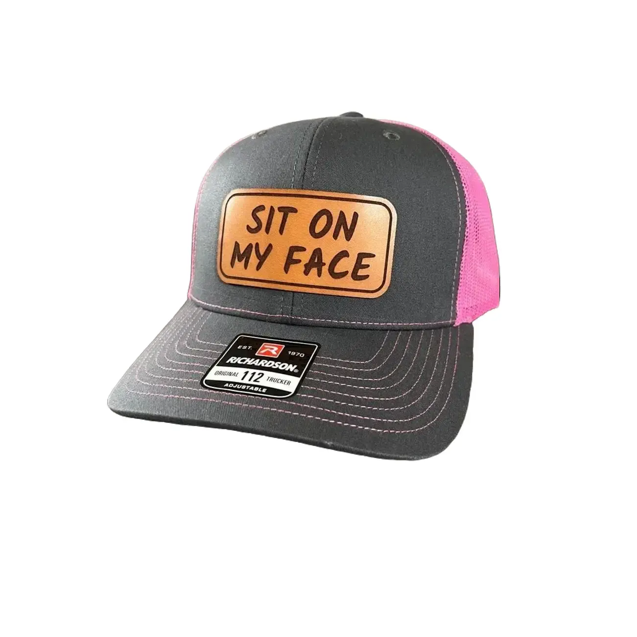 Leather Patch Hat - Funny, Bold Graphic, Adjustable Size Hat, Gag Bachelor Party Gift, Funny Hat, Leather Patch Hats
