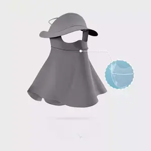 Cycling mask, sunscreen mask, women's summer cover full face, brim integrated neck protection face, kini anti-ultraviolet ice silk thin