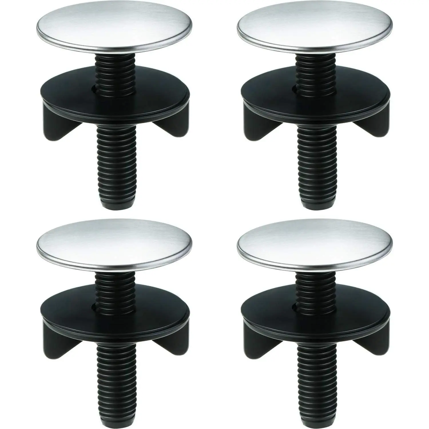 4 count Kitchen Sink Hole Cover Faucet Cap Kitchen Sink Tap Hole Plate Stopper Cover Blanking Metal Plug(Black,Stainless Steel)