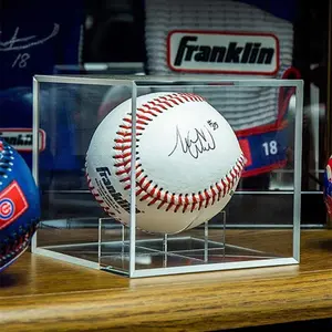 Clear Acrylic Baseball Display Case, Vertical Showcase for Ball Memorabilia, Dustproof Baseball Holder with Polymer Acrylic