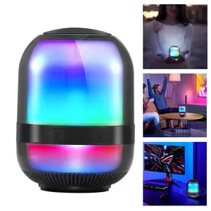 Potable Bluetooth Boombox Wireless Mini Speaker With multi-color LED Party Lights Rechargeable Audio