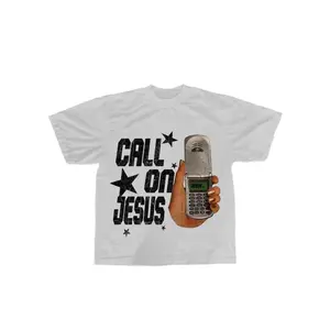 Men’s Faith-Inspired Graphic Tee with Call on Jesus Print, Soft Cotton Crewneck Short Sleeve Shirt for Daily Casual Wear and All-Season Comfortable Outfits