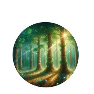 Round Mouse Pad, Magical Forest Scene Design, Suitable for E-Sports And Gaming Use, Office Desk Mat, Portable And Easy to Clean, First Choice for Parties And Birthday Gifts, Green Ecological Charm, Strong Forest Atmosphere Size 20X20cm