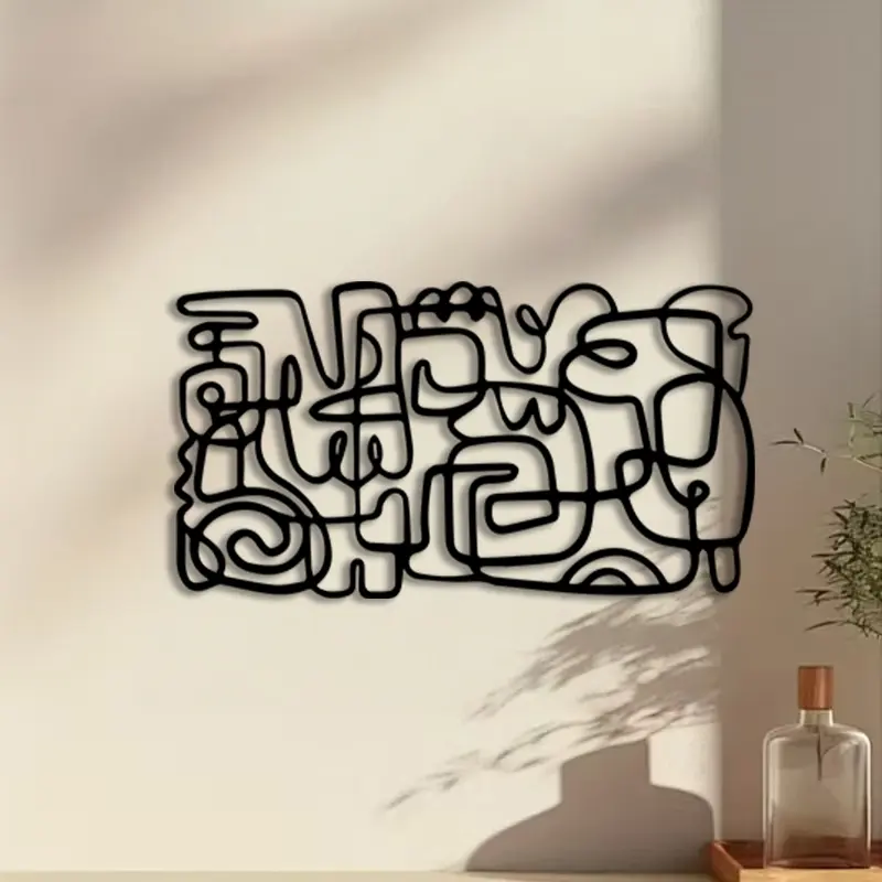 1pc Line Art Metal Wall Art, Line Art Statue Mural, Perfect for Outdoor Wall, Patriotic Decor, Ideal Gift for Art Lovers, Weather-Resistant Metal