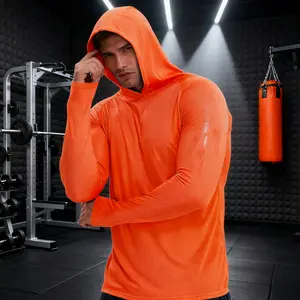 Plus Size Fluorescent Fishing Suit for Men - Hooded Long-Sleeve, Breathable UV-Resistant
