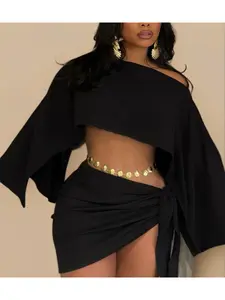 Women's Holiday Top and Stylish Fitted Bodycon Skirt Set, Breathable Beachwear for Casual Vacations, Chic Clothes Womenswear