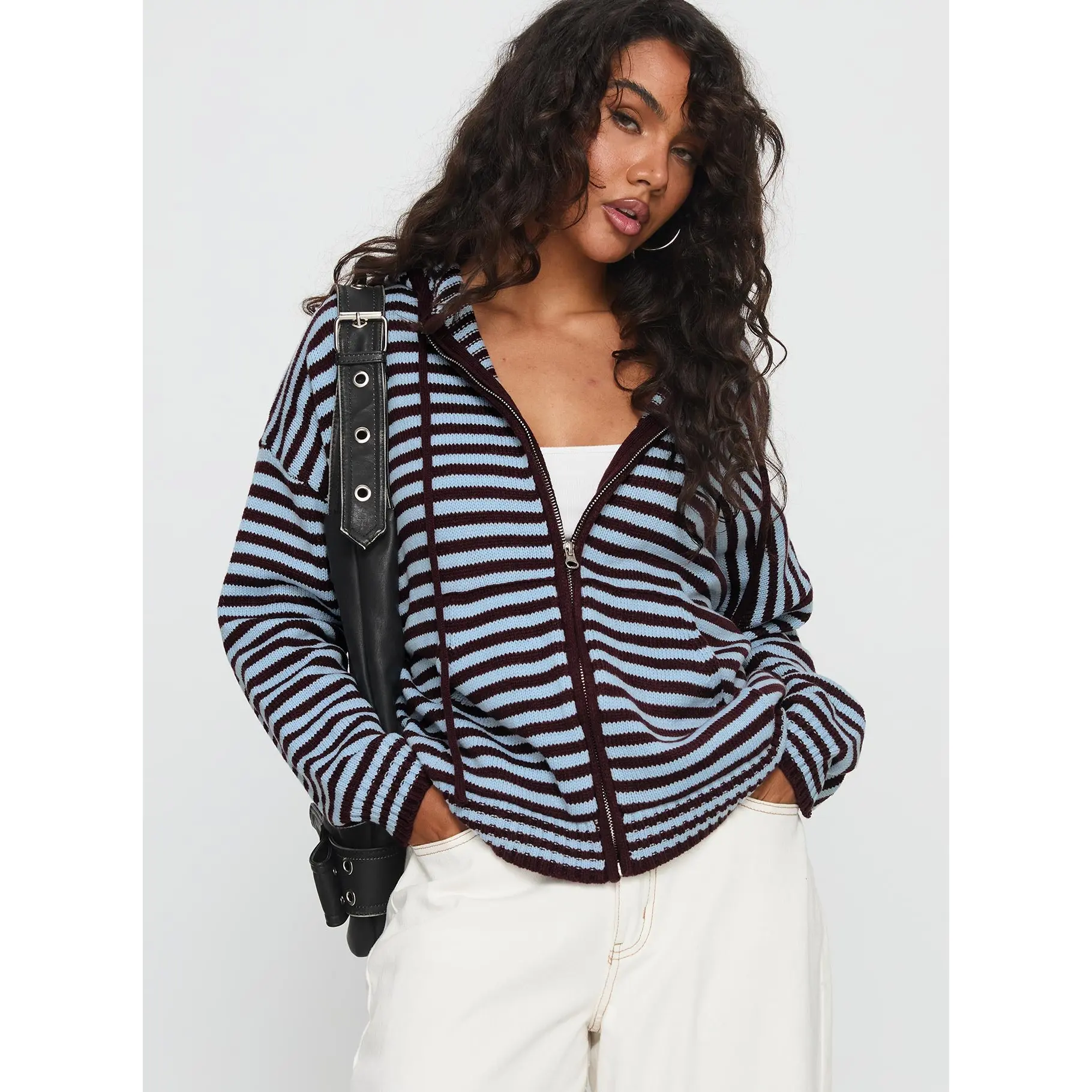Brienna Zip Jacket Burgundy / Blue Stripe Brienna Zip Jacket Burgundy / Blue Stripe