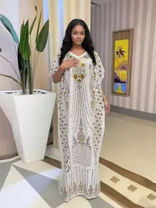 African Style Luxurious Gold Foil Plus Size Women's Dress, Elegant Tribal Design, Comfortable Breathable Flowy Fit, Daily Wear & Festive Casual Ethnic Robe With Large Headscarf