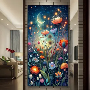 Starry Night Flower Pattern DIY Diamond Arts Colorful Painting Kit without Frame, DIY 5D Diamond Arts Colorful Painting for Bedroom Home Wall Decor, Diamond Painting Kits Crafts
