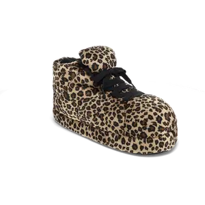 Snooki's Brown Leopard Print Plush Sneaker Slippers for Women - Iconic Leopard Design, Luxurious Comfort, Non-Slip Sole, Perfect Gift for Fashion Lovers