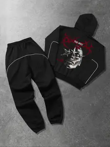 Men's Hooded Sweatshirt and Pants Set, Streetwear Tracksuit Set, Casual Sportswear, Comfortable Fashion, Daily Wear, Perfect for Relaxing and Leisure Activities