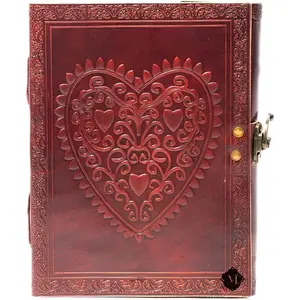 Celtic Heart Handmade  Large 8'' Embossed Leather Bound Journal With Lock For Men Women Blank pages personal Diary notebook journal gift6 x 8