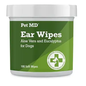 Dog Ear Cleaner Wipes - Otic Cleanser for Dogs to Stop Ear Itching, and Infections with Aloe and Eucalyptus - 100 Count