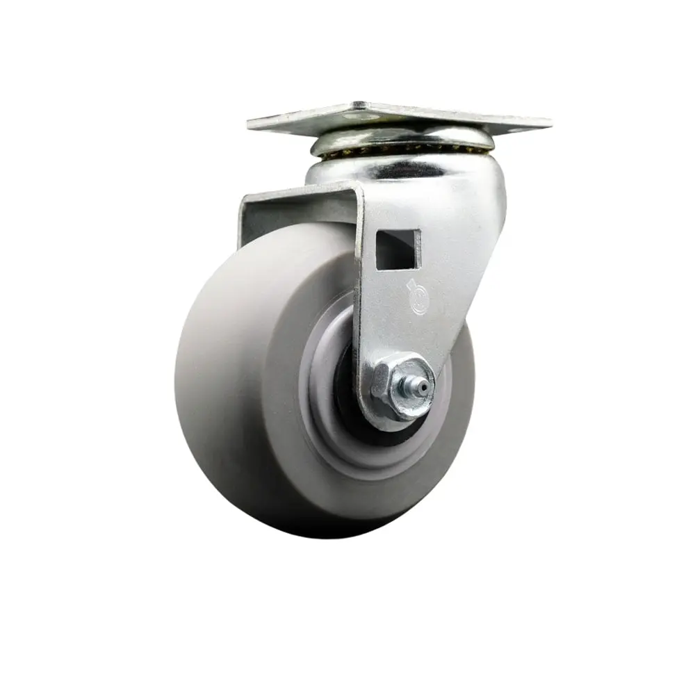Service Caster SCC-20S420-TPRRD Swivel Top Plate Caster - Gray 4 x 2 in. Thermoplastic Rubber Donut Tread Wheel - Roller Bearing - 450 lbs Capacity per Caster