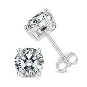 14k Gold-Plated Solitaire Four Prong Earrings Screw Back/Butterfly Back Lab-Created Moissanite Stud Earring S925 Sterling Silver Moissanite Jewelry Perfect Birthday Mother’s Day Christmas Gift for Men Women Wedding Set