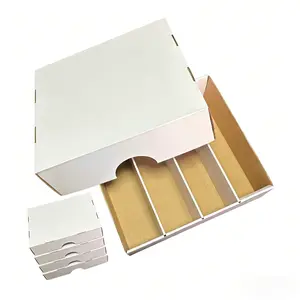 4 Rows Sports Card Boxes 3120 Count Cardboard Card Storage Box White Bulk Card Storage Baseball Card Boxes with 10 Dividers Sports Cards Storage Box for Card Game Baseball Card Storage Boxes