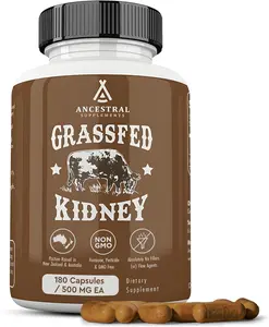 Ancestral Supplements Grass-Fed Kidney Capsules – Freeze-Dried, Non-GMO, Made in USA, 180 Count