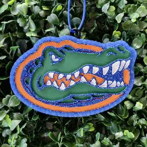Gator Head Car Freshie Scented and Hung from Your Rear View Mirror Blue Green Orange Design