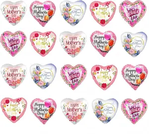 Mother Day Gift Happy Mother's Day Balloons 20Pcs 18inch Aluminum Foil Balloons Heart Balloons for Mother's Day Birthday Party Decorations