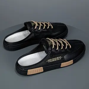 Men's Breathable Mesh Slip-On Sneakers - Comfortable Black Casual Shoes with Ventilation Holes, Rubber Sole and Round Toe, Suitable for Outdoor Walking