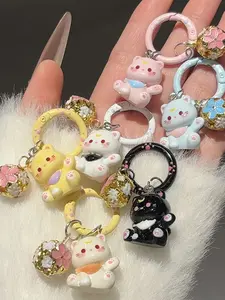 Maneki Neko Keychain Lucky Cat Bag Charm, Kawaii Cat Keyring, Trendy Cute Keychain, Pastel Aesthetic, Good Luck Accessory, Cute Kitty Bell Key Ring