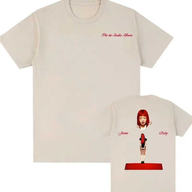 Jennie Ruby The 1st Studio Album Merch T-shirt Cotton Short Sleeve Male Tshirt Unisex Streetwear Hip Hop Korean Singer Print Tee 8