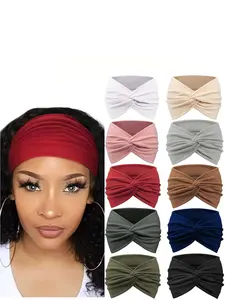 4pcs Boho Yoga Sports Headbands, Elastic Non-Slip Wide Sweat-Wicking Crossed Hair Bands for Women, Ideal for Yoga and Daily Use