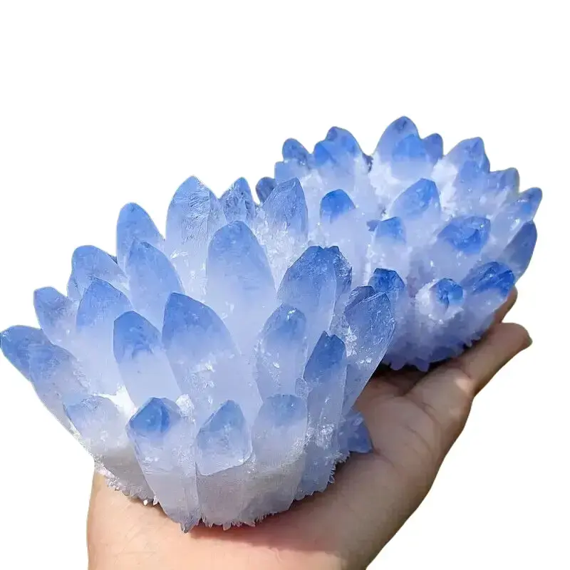 Blue Ghost Quartz Crystal Cluster, 301-350g Raw Natural Stone, Handmade Specimen for Reiki Healing, Home Decor, Unisex Gift Idea for Girls, Teens, Ornamental, Quartz Rock, 100% Brand New, 301G-350G, Gifts For Women, Fish Tank, Garden