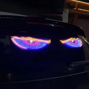 Car Windshield LED Matrix Pixel Panel Graffiti Screen Light, 5V 11 Dynamic Light Modes, Dynamic Light Sticker Eye, Universal for Car, Truck, Van Programmable Car Display Sign Flexible LED Devil's Eye Display full color
