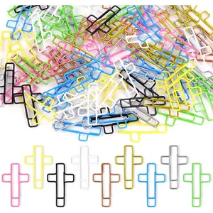 100 Pack Cross Paper Clips, 1.34 X 0.8 Inches Bible Paper Clips, Cross Shaped Paper Clips Bible Study Supplies, Bible Accessories Christian Bookmark Gifts Idea (Multicolored) yuntop