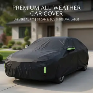 All-Weather Black Car Cover: Universal Fit Sedan/SUV, Waterproof UV Outdoor Auto Cover, Lightweight & Anti-Scratch. Winter-Summer, Windshield, Sun, Shade
