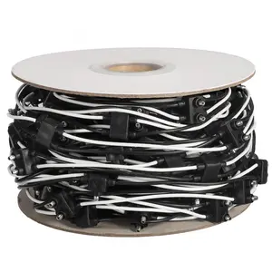 Partsam Double Male Bullet Plugs 2 Prong Continuous Wire Harness Roll for Side Clearance Marker Light,150 Male Plugs, 6" Lead Between Plugs