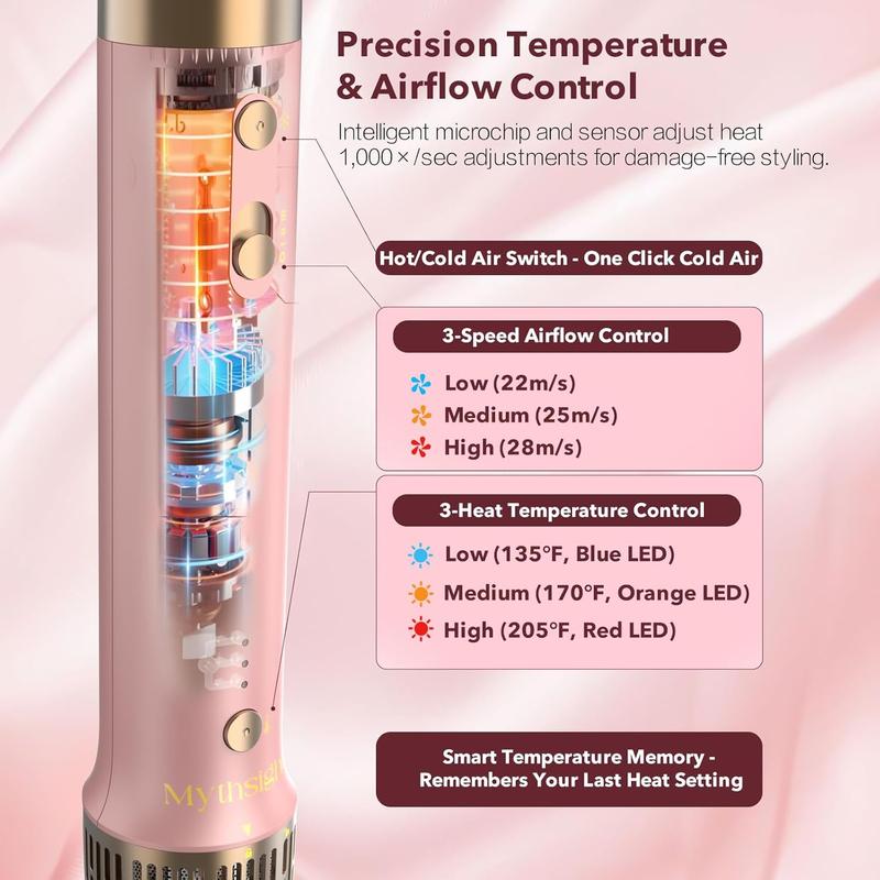 Mythsight StyleVibe 6-in-1 Hot Air Styler, High-Speed Air Auto Wrap Curler, Volumizing Styling Blower Brush, Hair Blow Dryer Brush with Travel Case, Smooth & Frizz-Free Blowout No Heat Damage, Perfect Present for Valentine Women Family Friend Gift