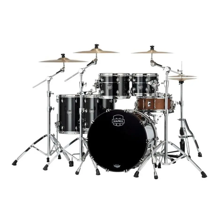Mapex Saturn Evolution Workhorse 5 Pc Maple Drum Set w/o Snare 22/10/12/14/16 Piano Black