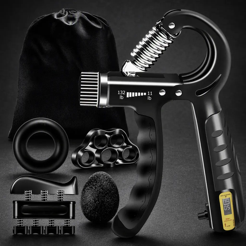 Hand Grip Strengthener Kit 5 Pack Forearm Grip Adjustable Resistance Hand Gripper, gripper ,overhand grip, forearm veins,Finger Exerciser, Finger Stretcher,Grip Ring Stress Relief Grip Ball For Athletes, Boyfriend Gift fathers day gifts