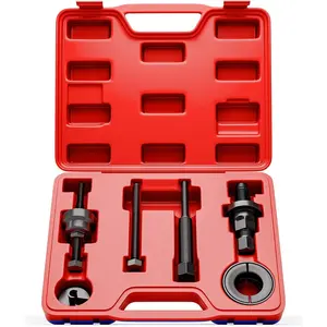 Power Steering Pump Pulley Removal Tool,Power Steering Pulley Puller/Installer Tool Set,Pump Pulley Puller Remover and Installer Set Tools Compatible with Ford, GM, VW and Chrysler Vehicles-Red