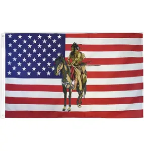 USA Indian Horse Flag, Native American Design, Patriotic US Flag, Novelty Flag for Home Decor
