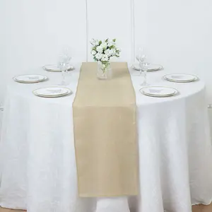 Faux Linen 14"x108" Table Runner Natural - Rustic Style Table Decor