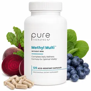 Methylated Multivitamin for Men and Women with Methyl B12 and Methylfolate Daily Wellness Immune and Energy Support Iron Free Formula 120 Capsules 2 Month Supply