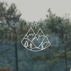 4pcs Outdoorsy Decal, Bumper Sticker, Mountain Sticker, Adhesive Vinyl, Window Sticker, Waterproof/Weatherproof