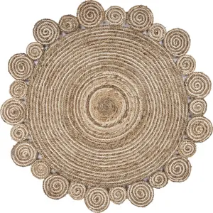 HomeRoots 394215 72x72 in. Bleached & Natural Spiral Boutique Jute Circle Area Rug, Large-Scale Naturals Ring-Shaped Area Rug, Circle Area Rugs, Large-Scale Area Rugs