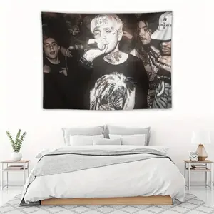 1pc Lil wall tapestry. Loves Peep the rapper. Wall tapestry for wall hanging. Home art decoration for living room and bedroom. Window and door curtain for sunny rooms. Comes with free installation package.