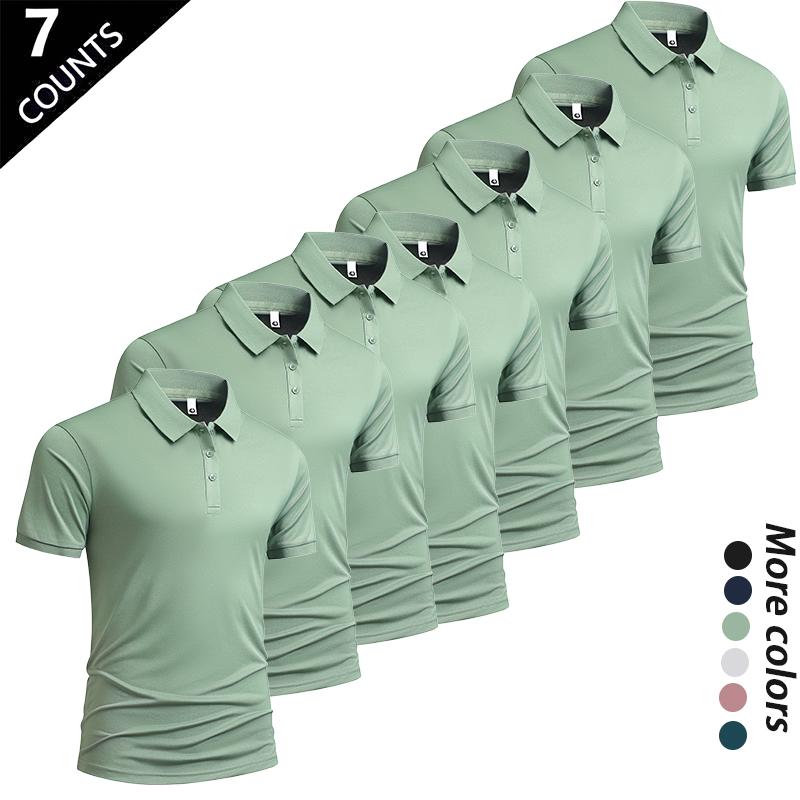 Men's Summer Ice Silk Short-Sleeve Polo Shirt Set of Seven Versatile Trendy Collared Top for Business Casual Wear Breathable Quick-Drying Cool-Touch Skin-Friendly Moisture-Wicking Anti-Pilling Colorfast Multiple Colors Menswear Tropical tiktokshopspringgl Men's Summer Ice Silk Short-Sleeve Polo Shirt Set of Seven Versatile Trendy Collared Top for Business Casual Wear Breathable Quick-Drying Cool-Touch Skin-Friendly Moisture-Wicking Anti-Pilling Colorfast Multiple Colors Menswear Tropical tiktokshopspringgl