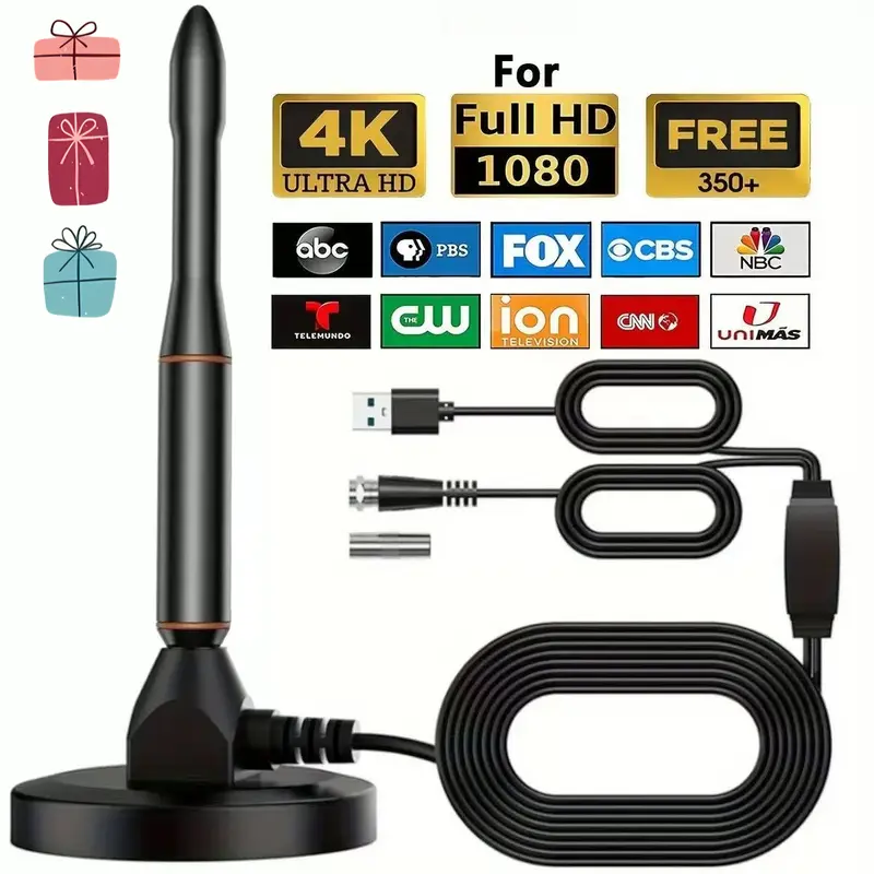 2026 TV Antenna with StrongMagnetic Base, HD Digital TV Antenna Indoor with Signal Booster,Antenna for Smart TV and All Older TV's-Supports 4K1080p