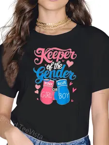 100% Cotton Keeper Of Gender Boxing Gender Reveal Family Party T-Shirt