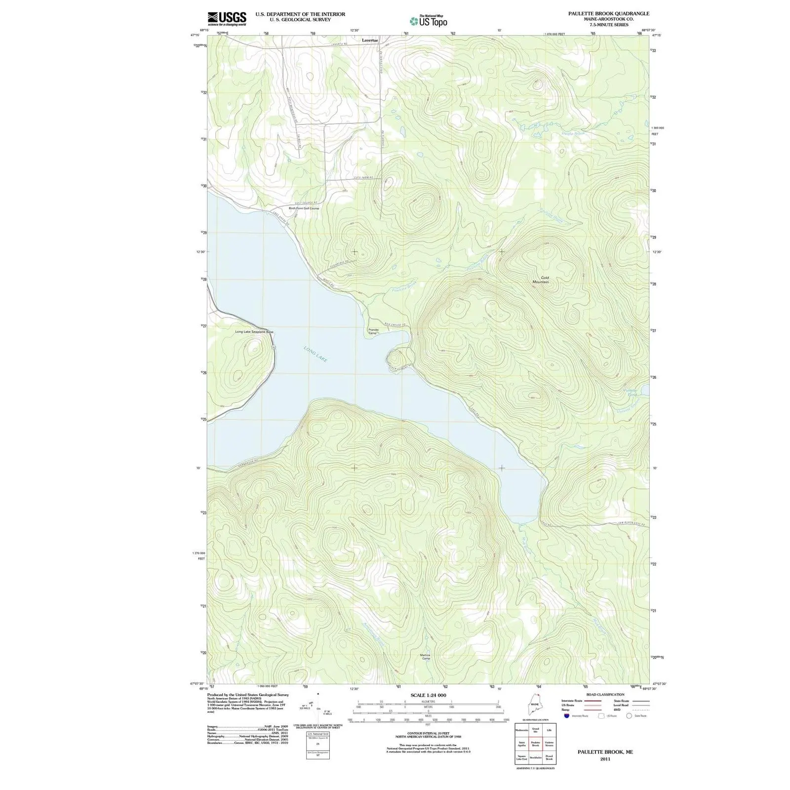 Paulette Brook Maine USGS Topographic Quadrangle Map, 2011, 1:24000