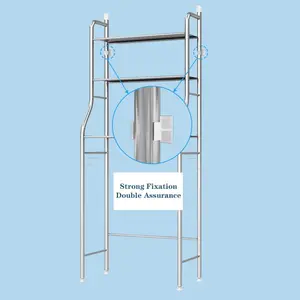 Freestanding Durable Metal Shelf Space-Saving Over The Toilet Storage Rack – 3-Tier Stainless Steel Bathroom Organizer with Hooks & Paper Holder for Toilet, Laundry, Restroom